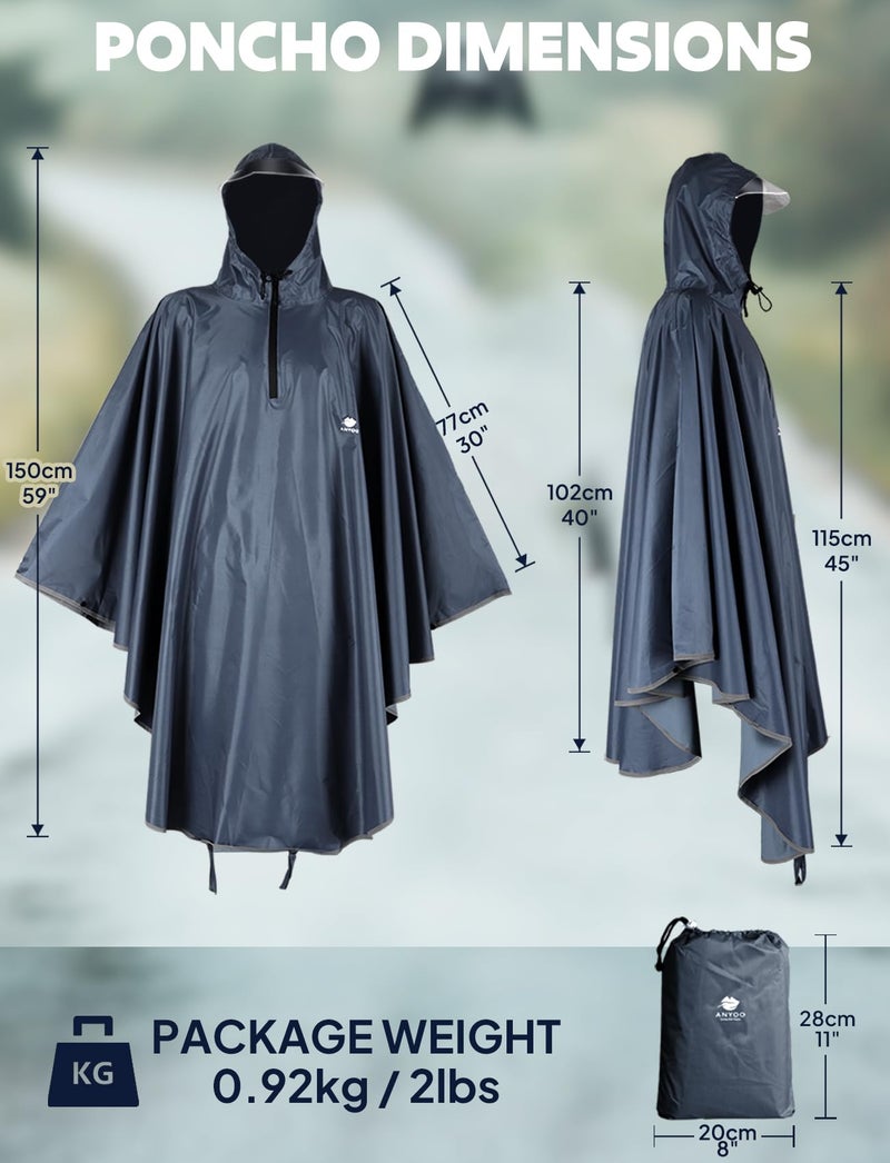 ANYOO Waterproof Rain Poncho Bike Bicycle Rain Capes Lightweight Compact Reusable for Adults - Image 2